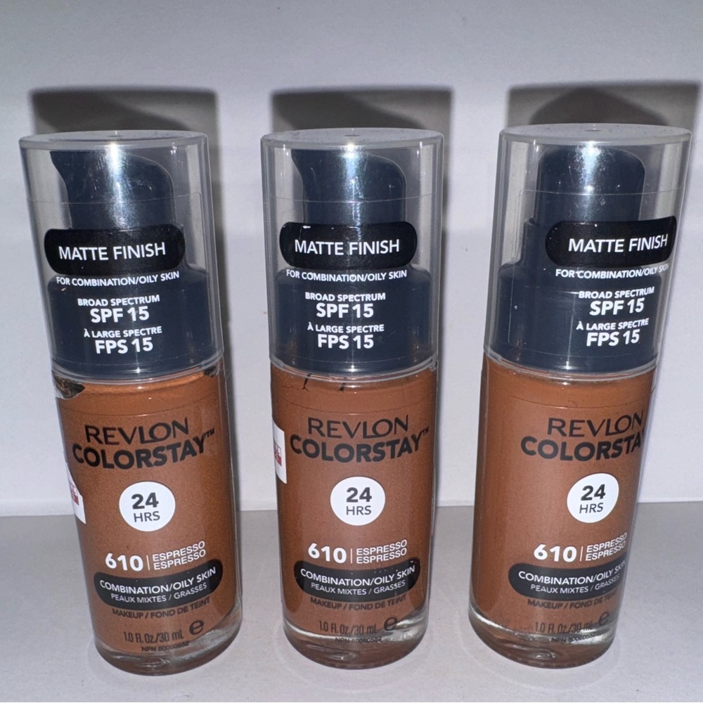 610 ESPRESSO x3 REVLON Colorstay 24 Hrs MATTE Finish FOUNDATION MAKEUP x3 Bottle